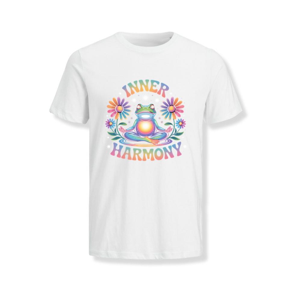 Inner Harmony Meditating Frog with Flowers Spiritual Design T-Shirts