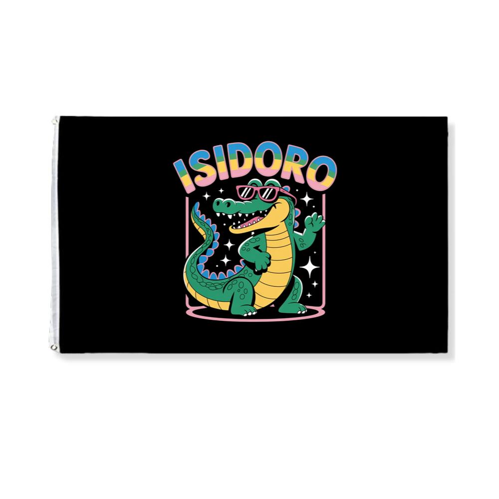 Isidoro Cool Crocodile Cartoon Graphic for Tropical Streetwear Vibe Flag