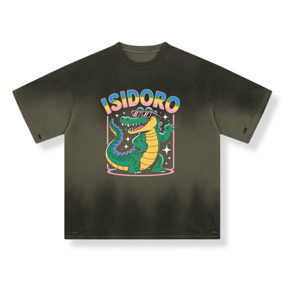 Isidoro Cool Crocodile Cartoon Graphic for Tropical Streetwear Vibe T-Shirt - Image 2