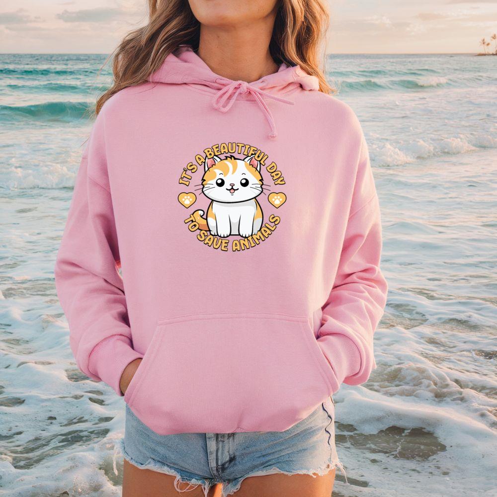 It's A Beautiful Day To Save Animals! Cute Cat Hoodie