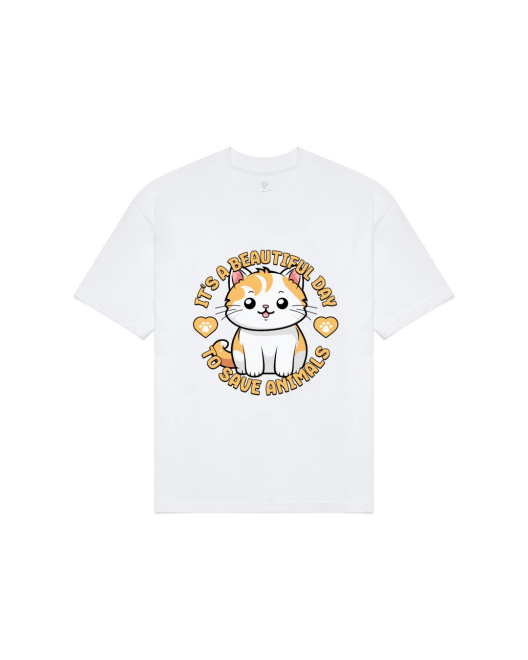 It's A Beautiful Day To Save Animals! Cute Cat T-Shirts