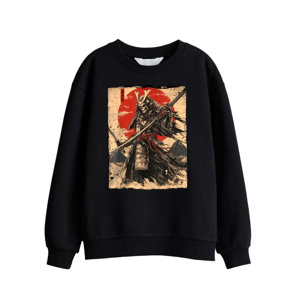 Japan Samurai Warrior Skeleton Ukiyo Ink Artwork Samurai Sweatshirt