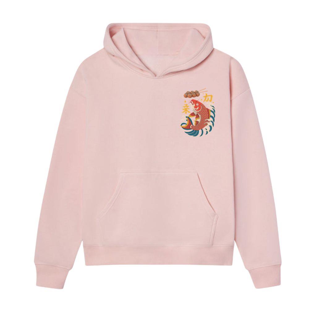 Japanese Koi Fish Wave Takoyaki Retro Graphic Hoodie