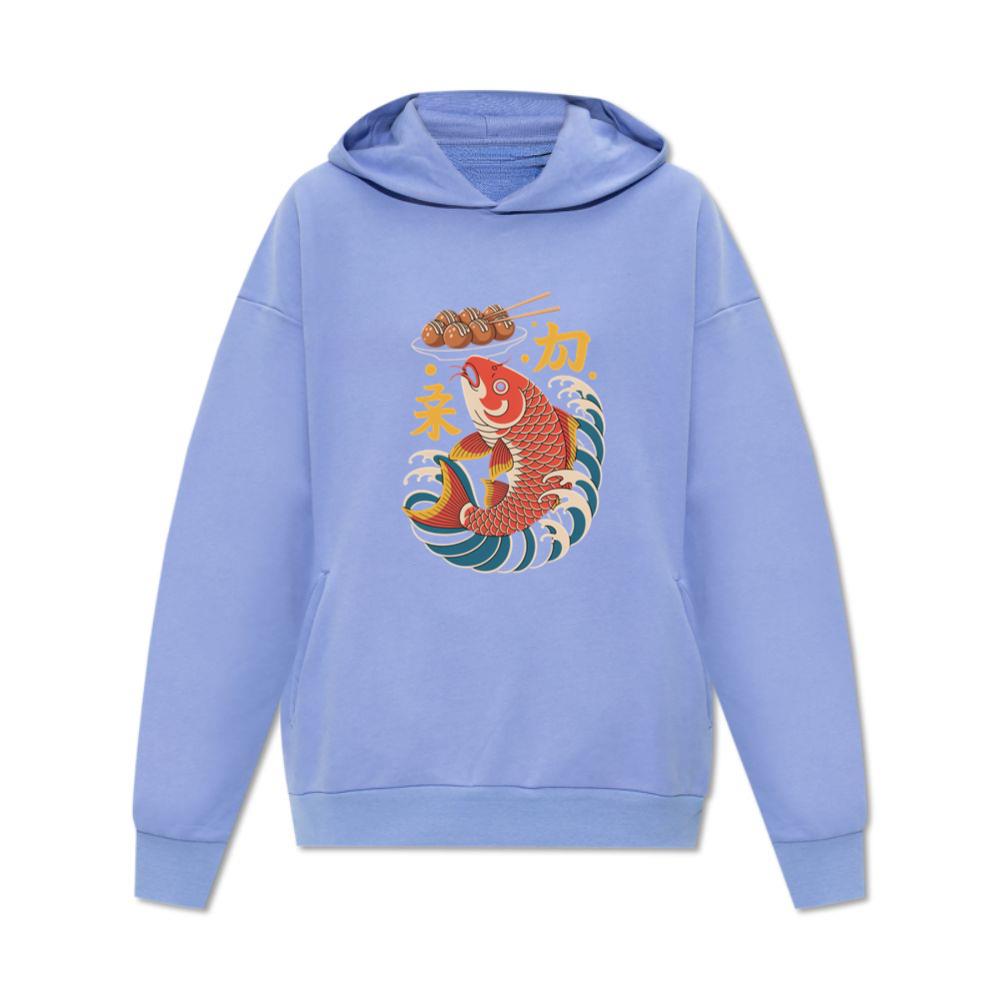 Japanese Koi Fish Wave Takoyaki Retro Graphic Hoodie