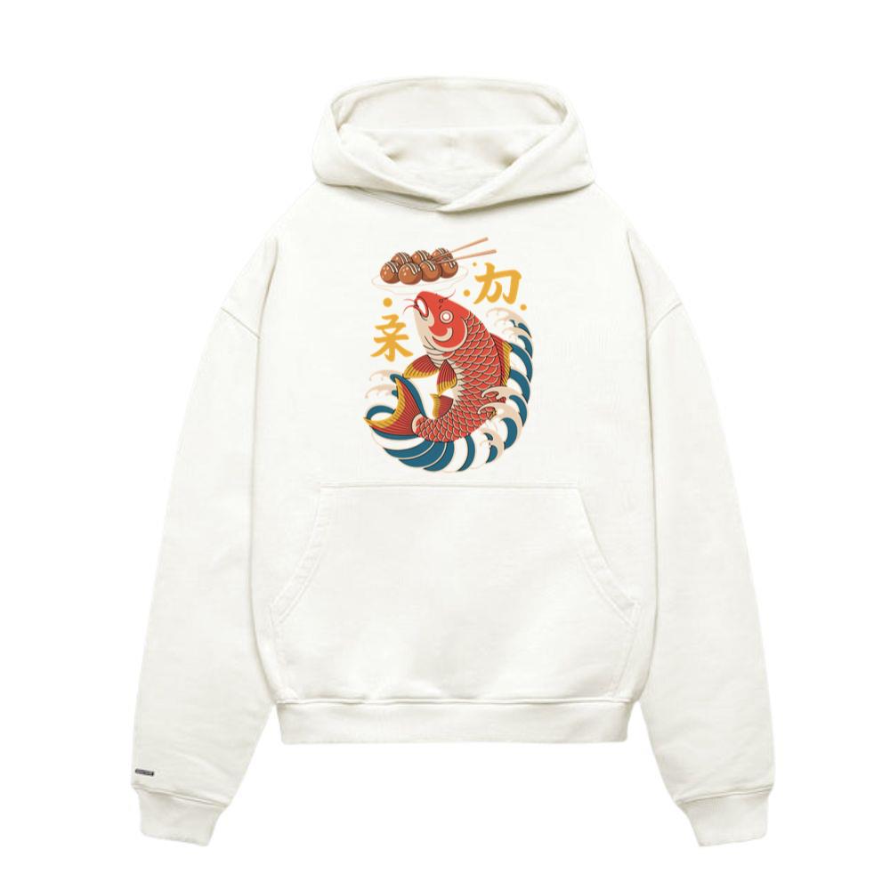 Japanese Koi Fish Wave Takoyaki Retro Graphic Hoodie
