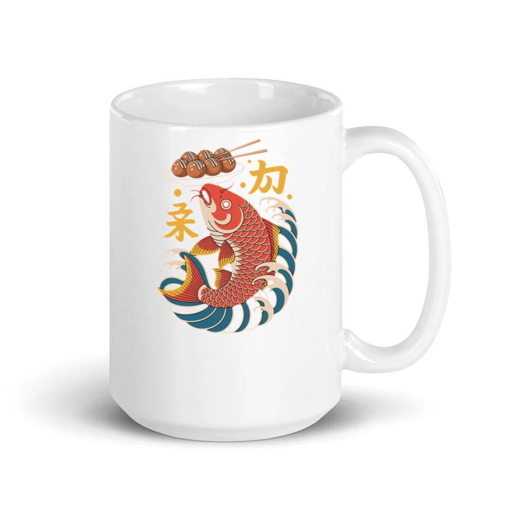 Japanese Koi Fish Wave Takoyaki Retro Graphic Mug