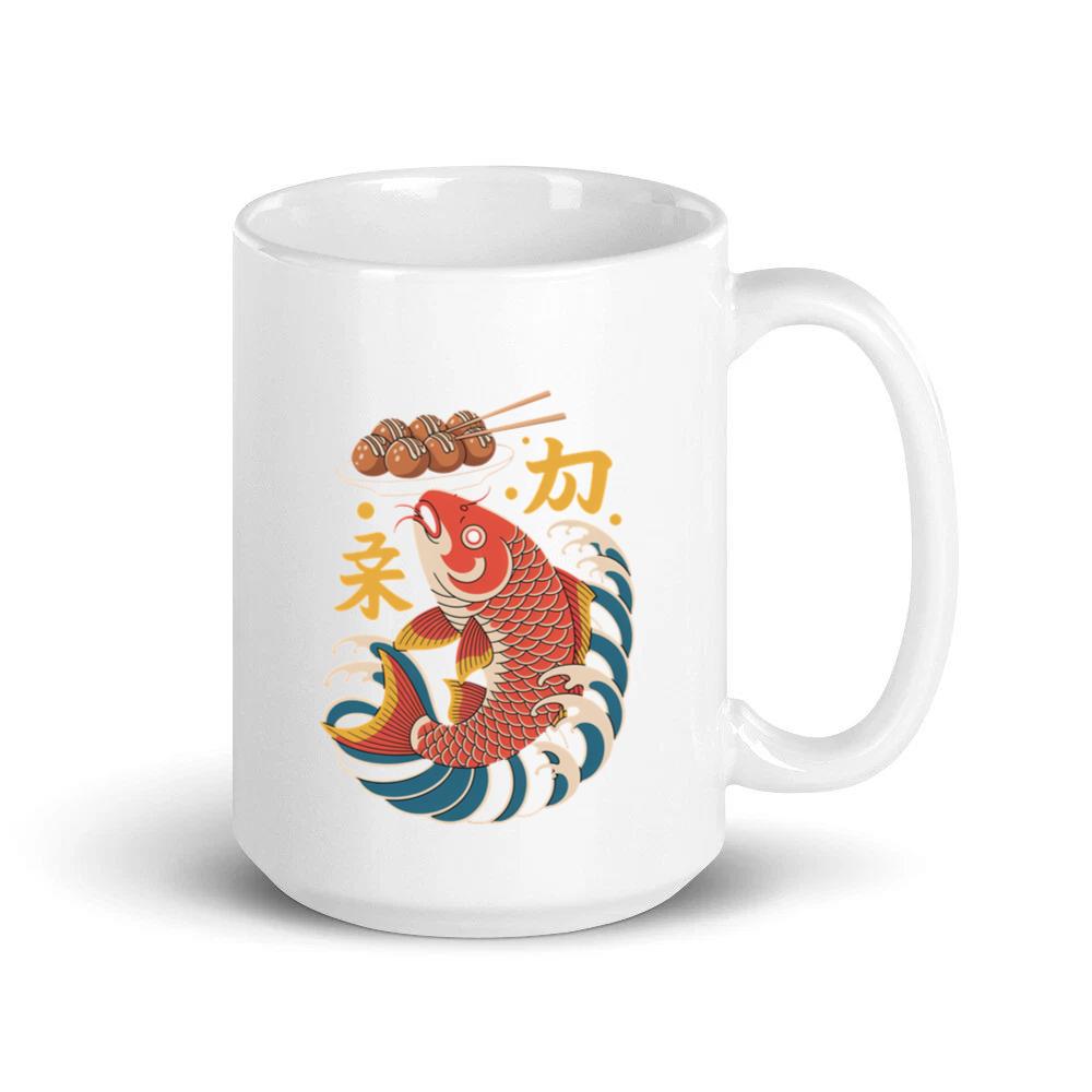 Japanese Koi Fish Wave Takoyaki Retro Graphic Mug