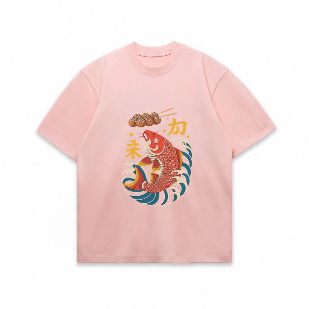 Japanese Koi Fish Wave Takoyaki Retro Graphic T-Shirt
