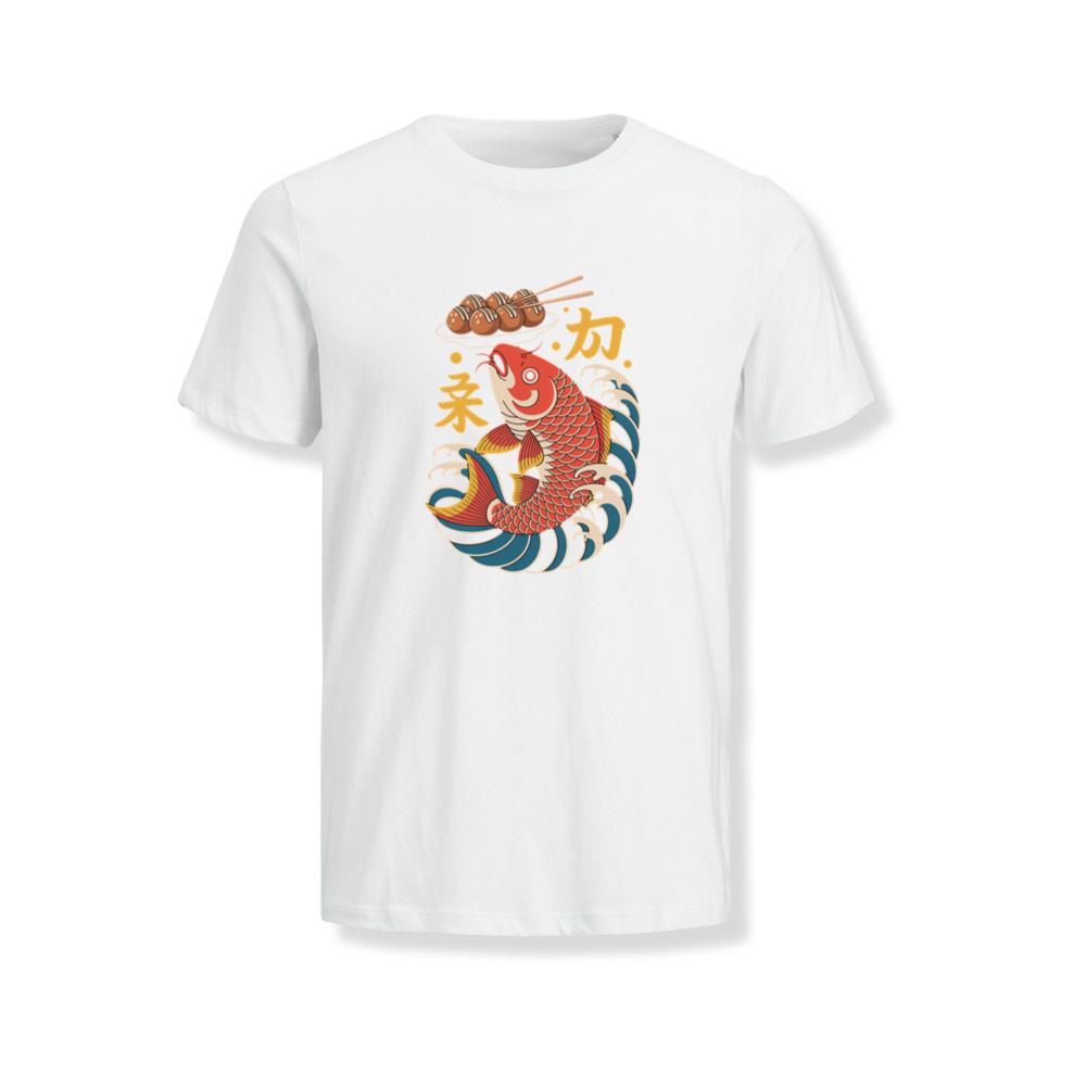 Japanese Koi Fish Wave Takoyaki Retro Graphic T-Shirt