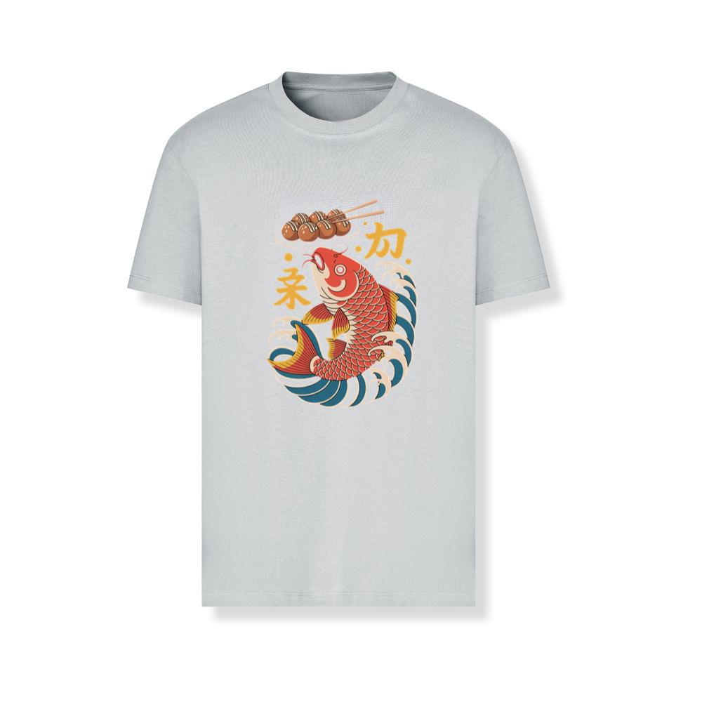 Japanese Koi Fish Wave Takoyaki Retro Graphic T-Shirts - Image 4