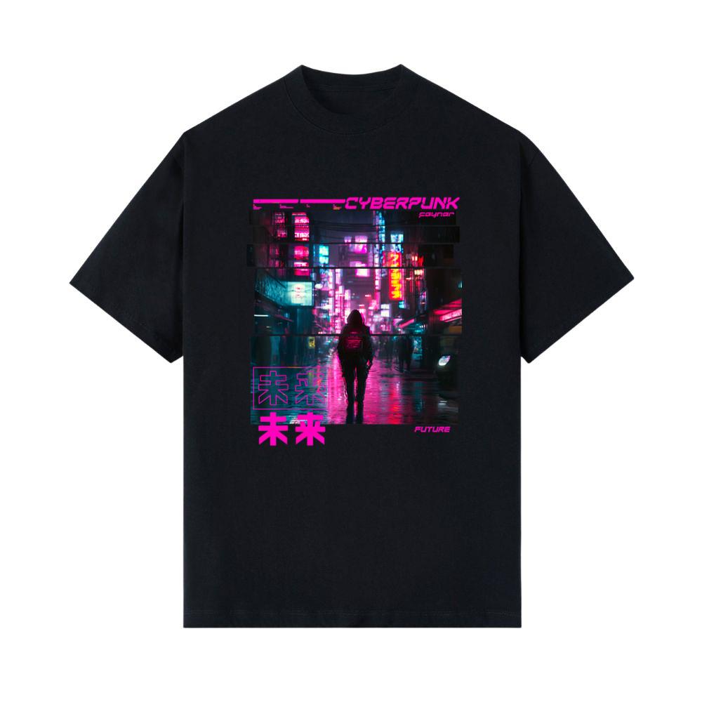 Japanese Retro Cyberpunk Aesthetic in Vaporwave Cyberpunk T-Shirt 