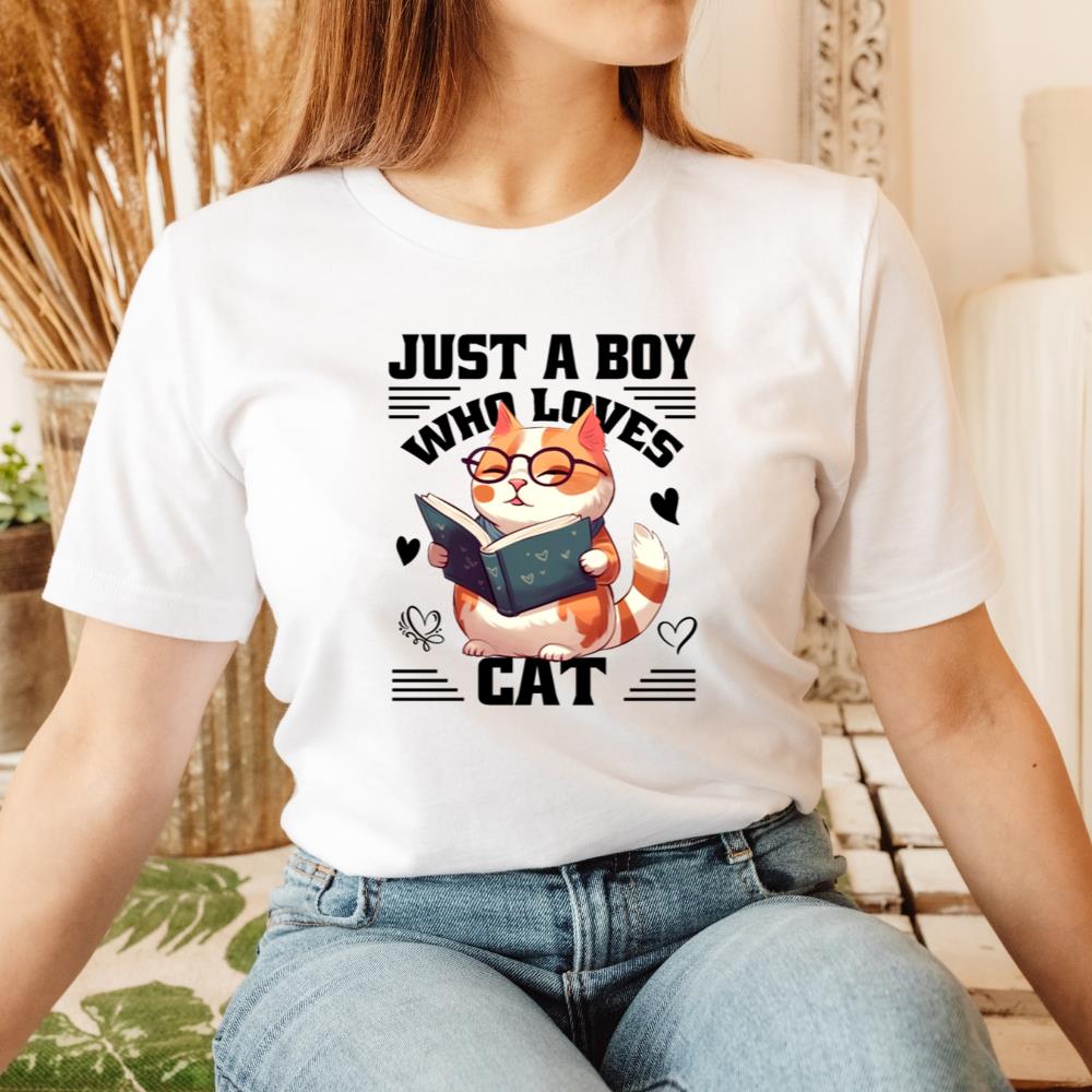 Just a Boy Who Loves Cats Animal Lover Funny T-Shirt