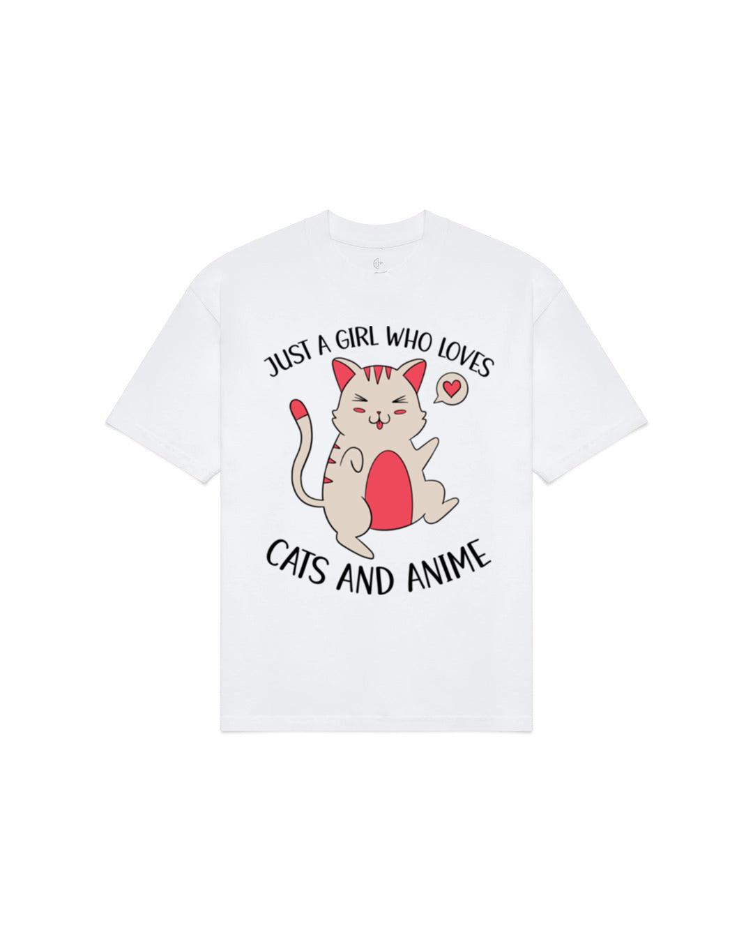 Just A Girl Who Loves Cats And Anime T-Shirts