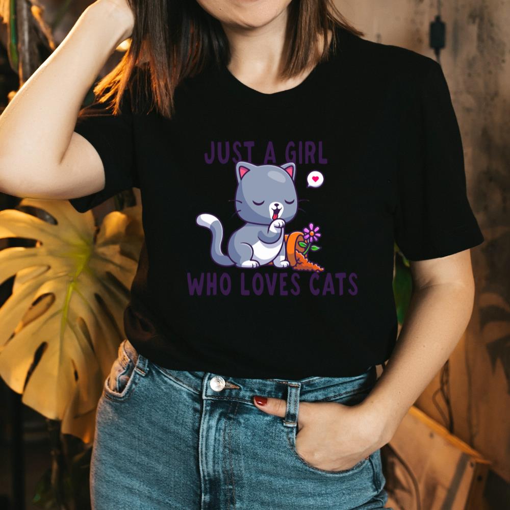 Just a girl who loves cats animals lovers T-Shirt - Image 2