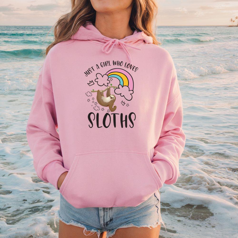 Just A Girl Who Loves Sloths Funny Sloth Animal Hoodie