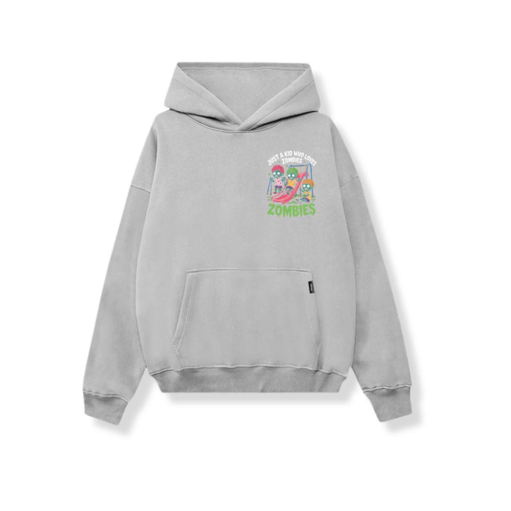 Just A Kid Who Loves Zombies Funny Cartoon Hoodie