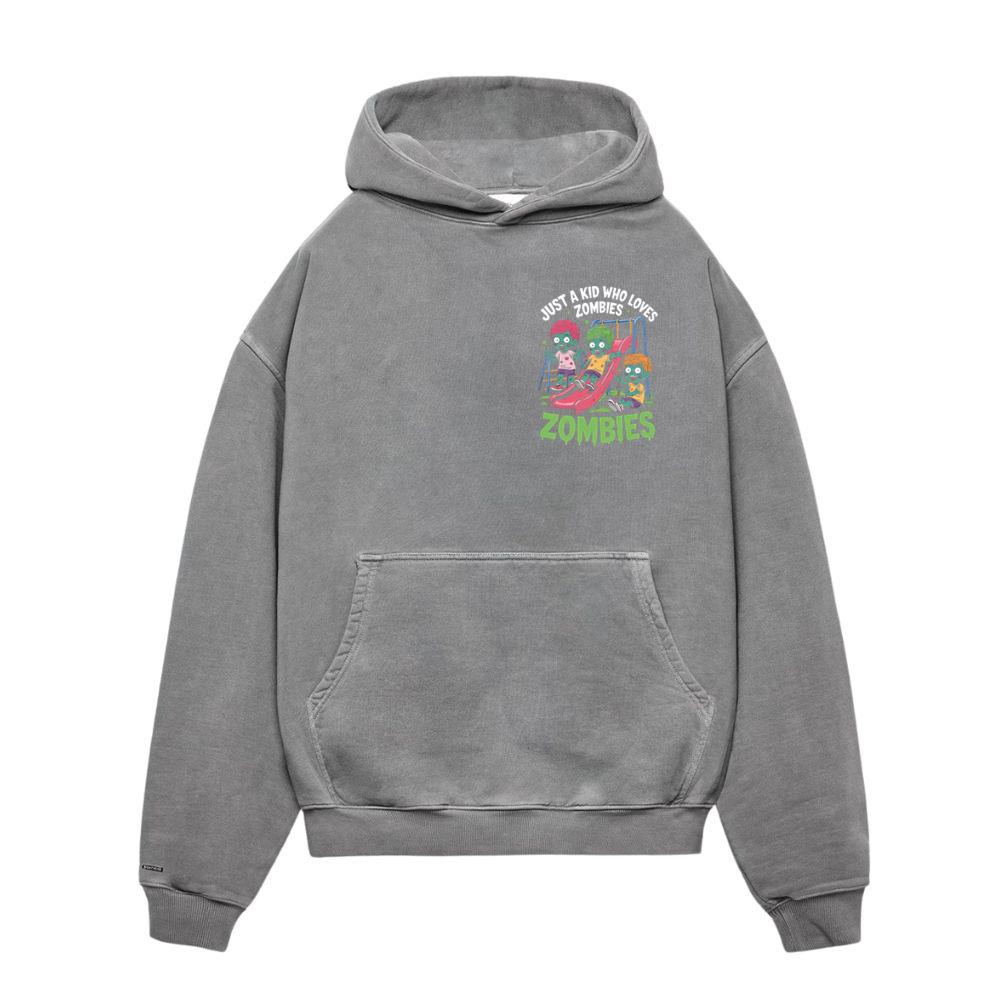 Just A Kid Who Loves Zombies Funny Cartoon Hoodies