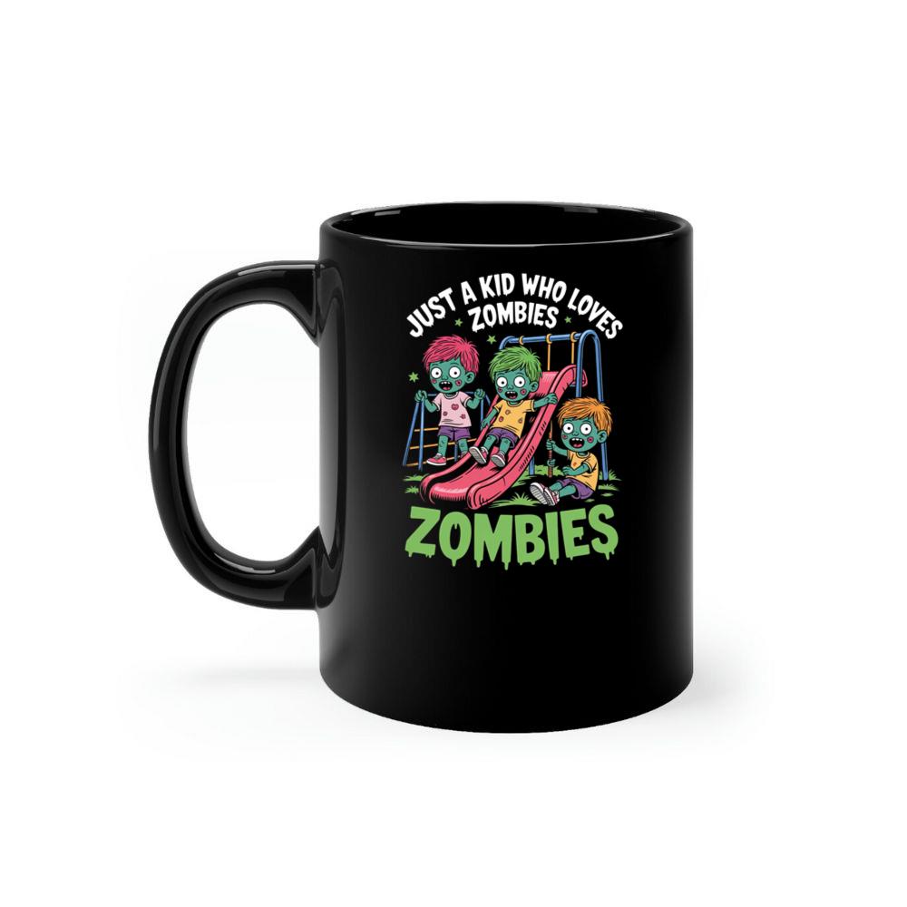 Just A Kid Who Loves Zombies Funny Cartoon Mug