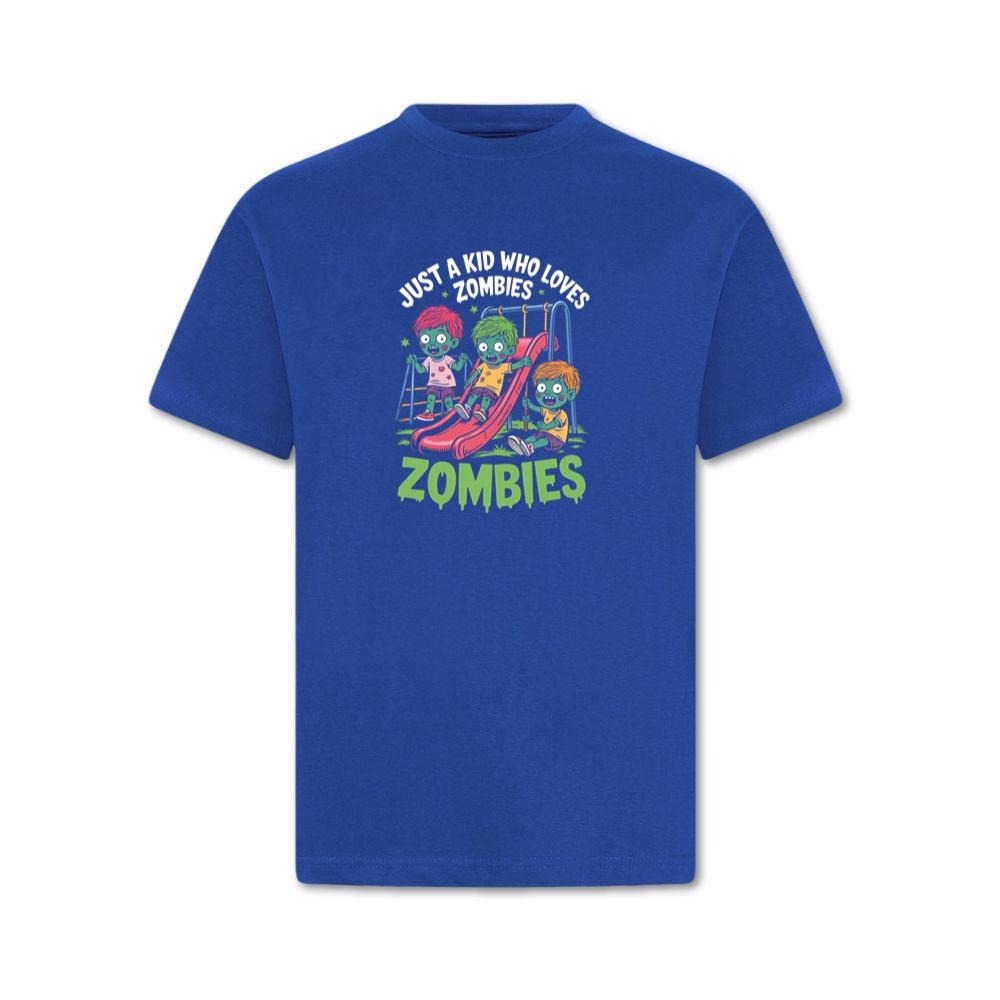 Just A Kid Who Loves Zombies Funny Cartoon T-Shirt