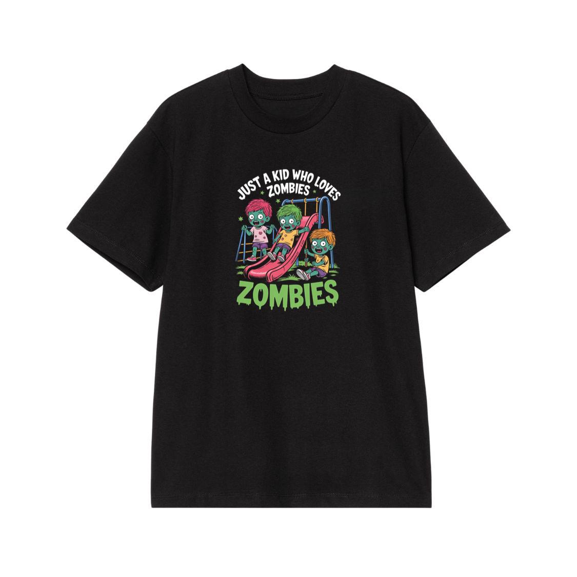 Just A Kid Who Loves Zombies Funny Cartoon T-Shirt