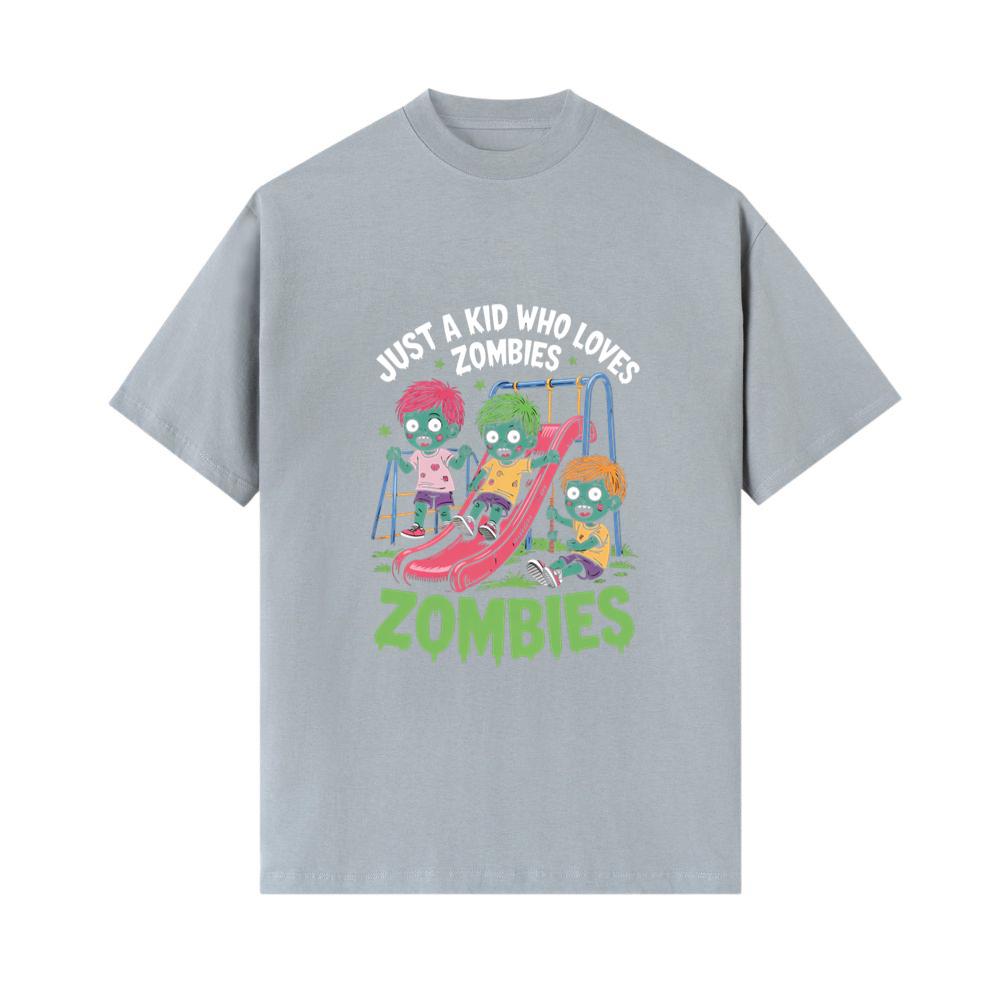 Just A Kid Who Loves Zombies Funny Cartoon T-Shirt