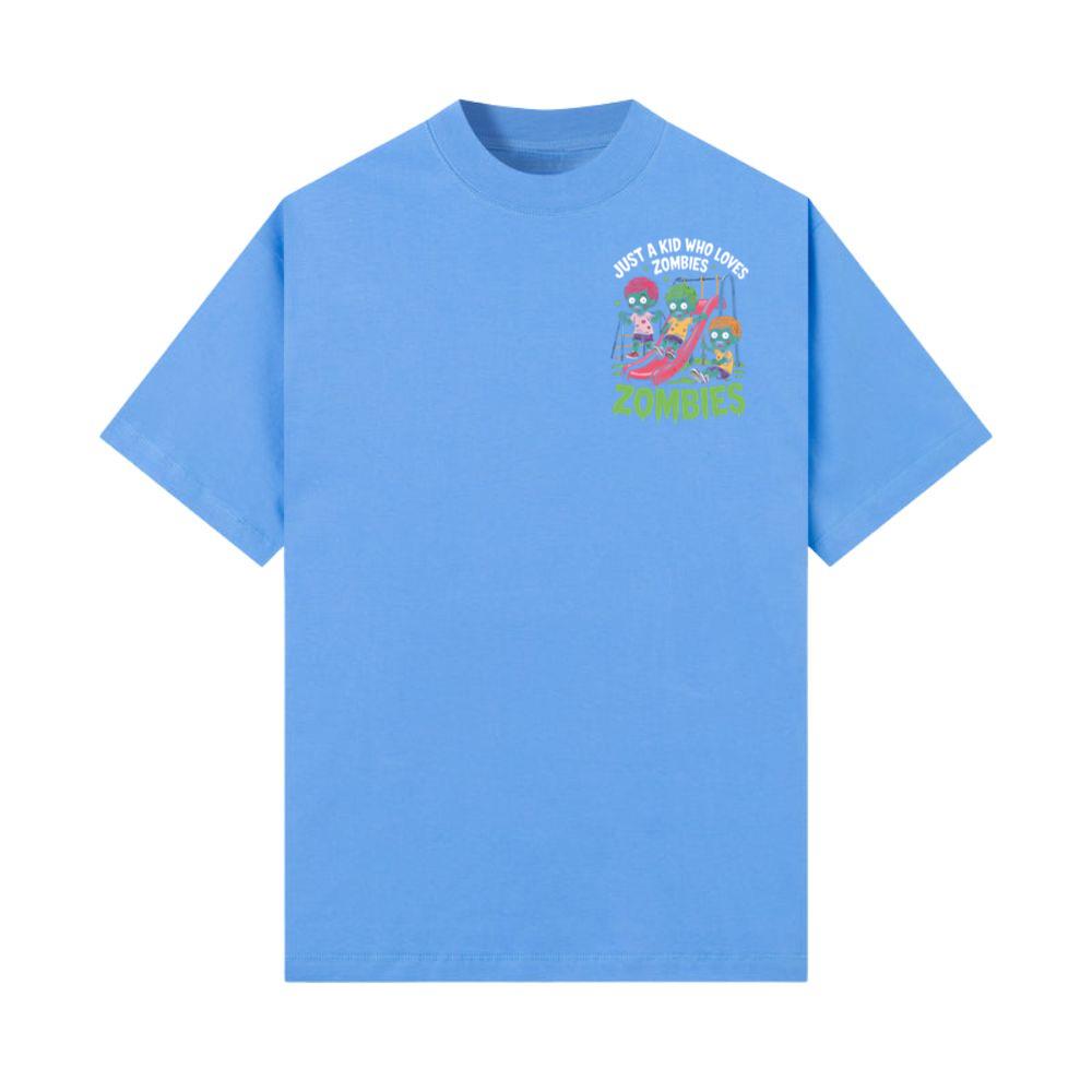 Just A Kid Who Loves Zombies Funny Cartoon T-Shirt - Image 3