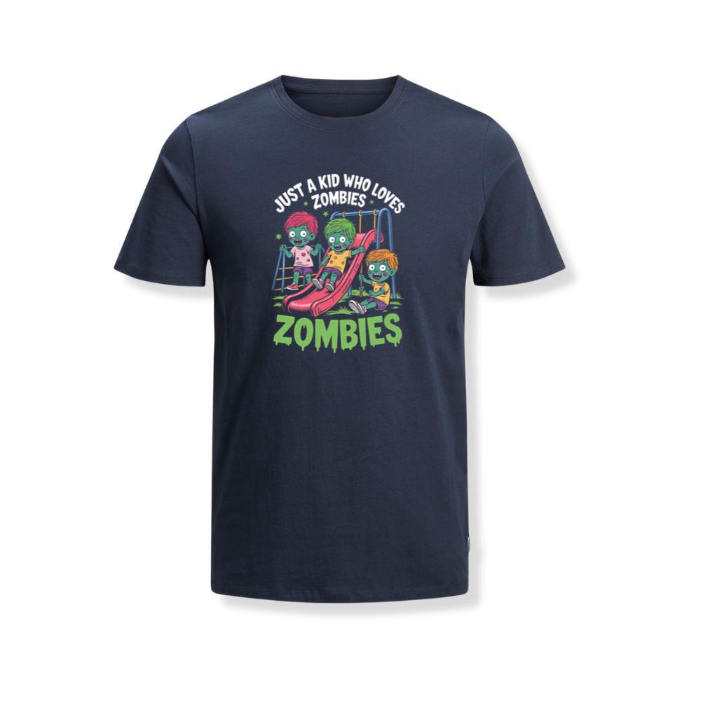 Just A Kid Who Loves Zombies Funny Cartoon TShirt Myheroshop