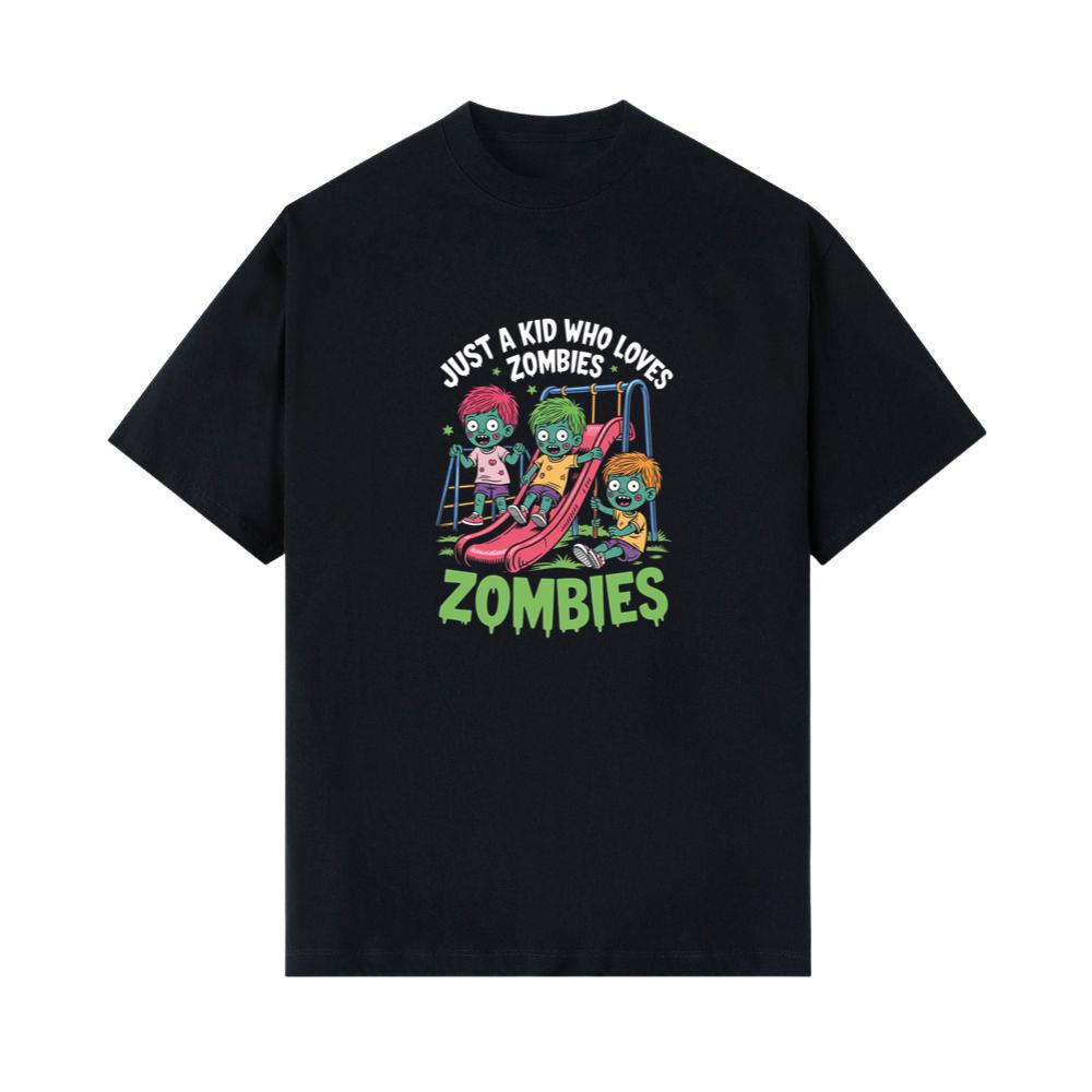 Just A Kid Who Loves Zombies Funny Cartoon T-Shirts