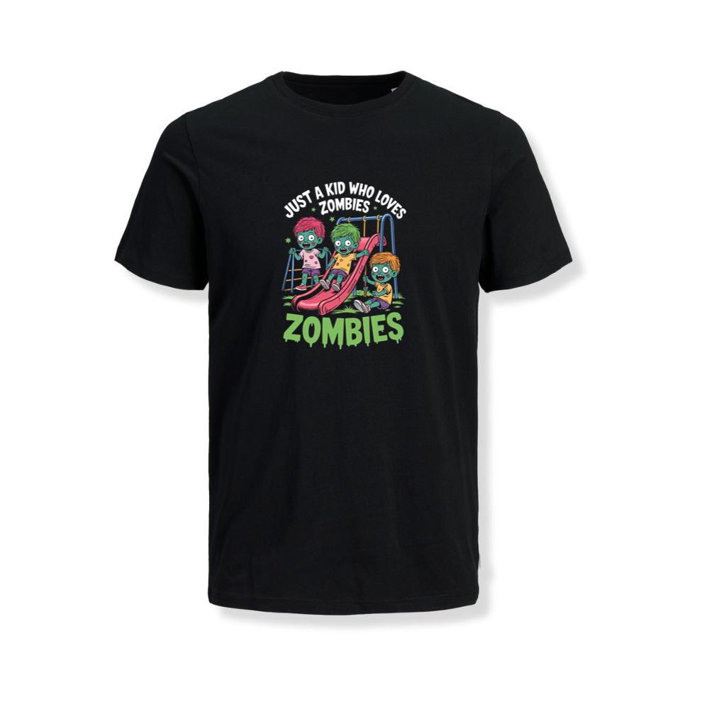 Just A Kid Who Loves Zombies Funny Cartoon T-Shirts