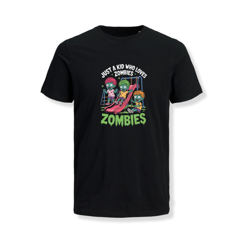 Just A Kid Who Loves Zombies Funny Cartoon T-Shirts