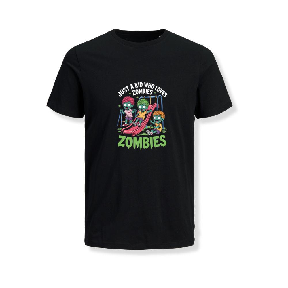 Just A Kid Who Loves Zombies Funny Cartoon T-Shirts