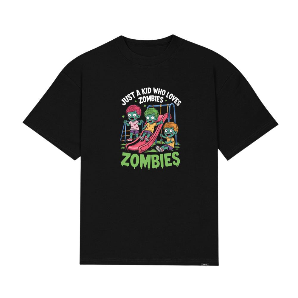 Just A Kid Who Loves Zombies Funny Cartoon T-Shirts