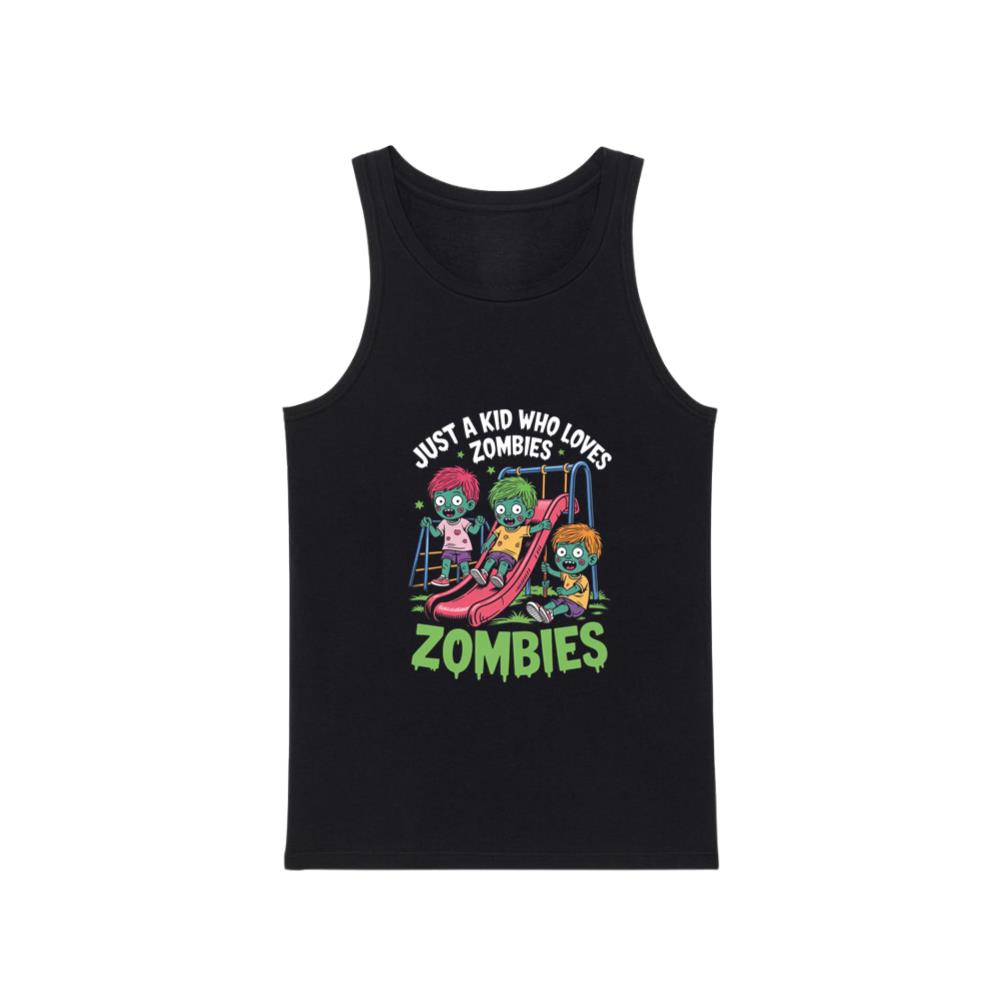 Just A Kid Who Loves Zombies Funny Cartoon Tank Top