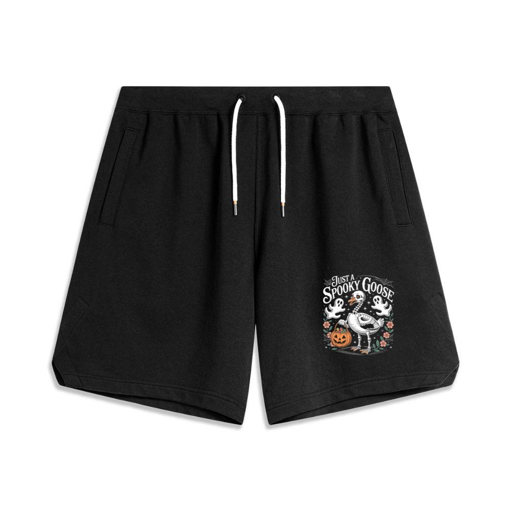 Just a Spooky Goose Funny Halloween Pumpkin Ghost Design Basketball Shorts