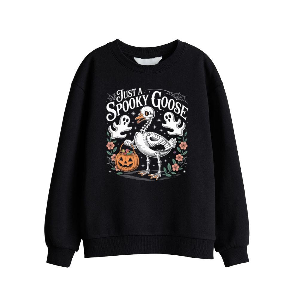 Just a Spooky Goose Funny Halloween Pumpkin Ghost Design Sweatshirts