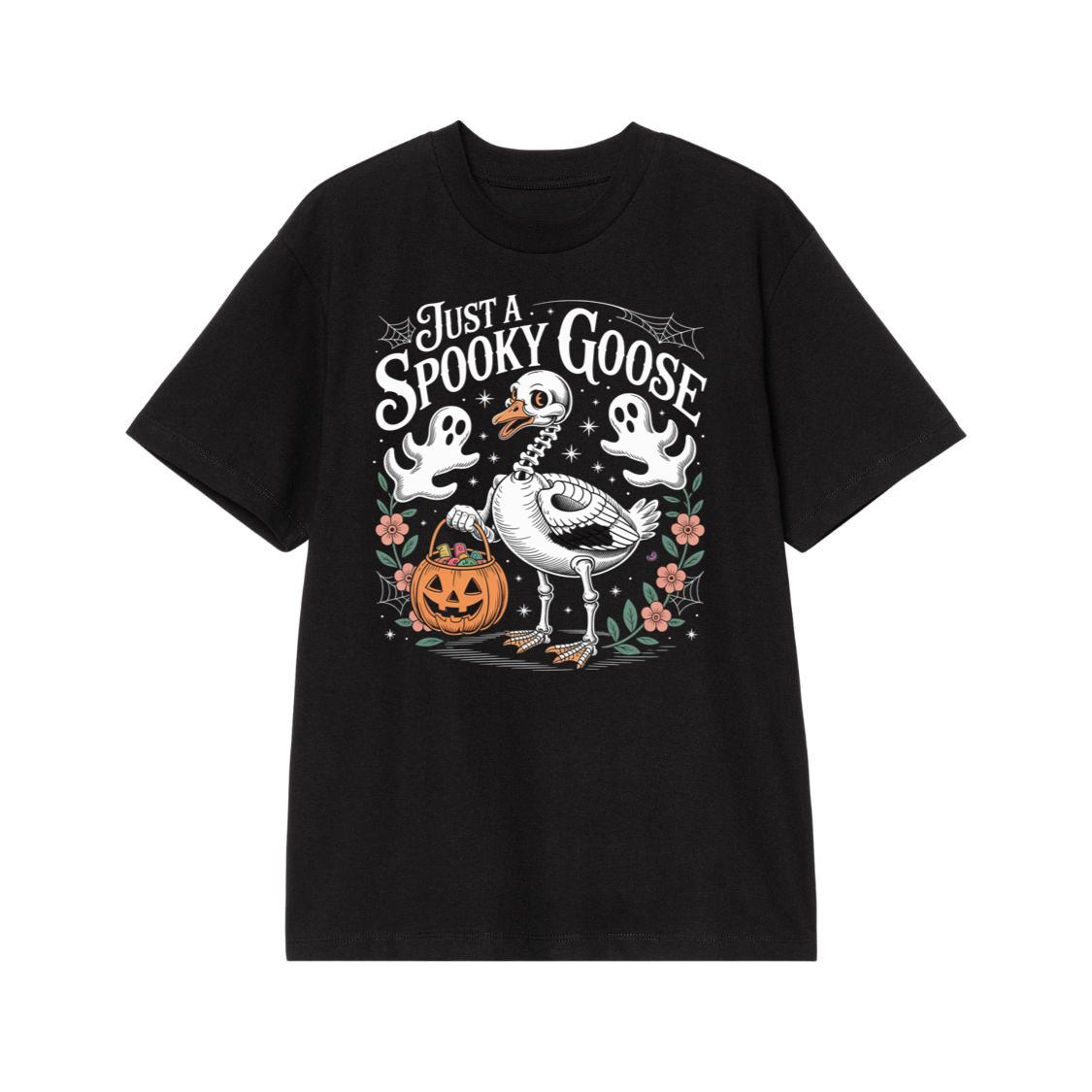 Just a Spooky Goose Funny Halloween Pumpkin Ghost Design T-Shirt
