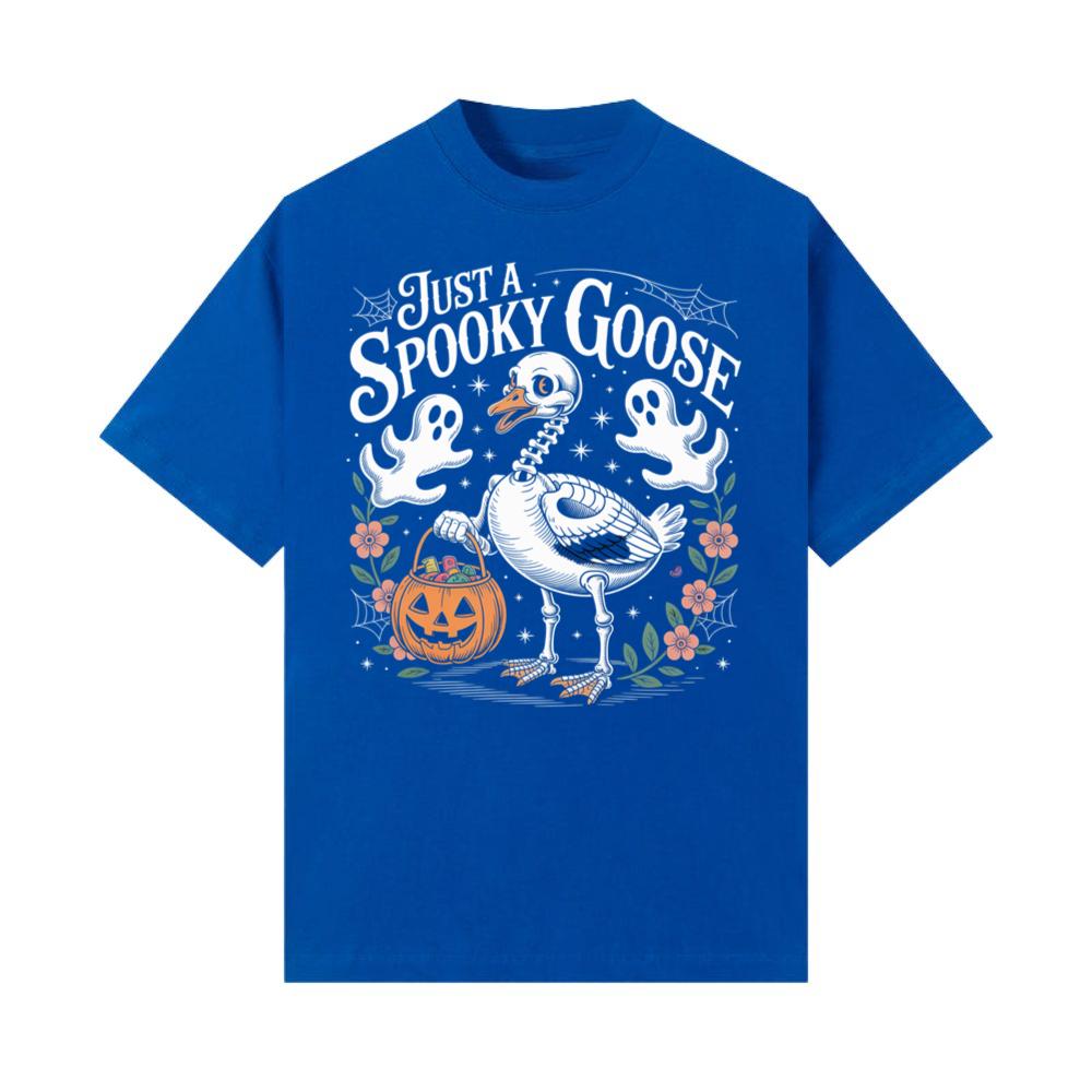 Just a Spooky Goose Funny Halloween Pumpkin Ghost Design T-Shirt