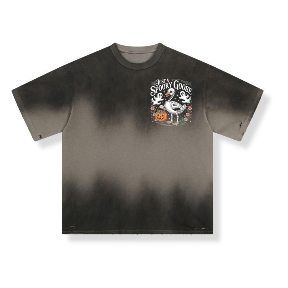 Just a Spooky Goose Funny Halloween Pumpkin Ghost Design T-Shirt