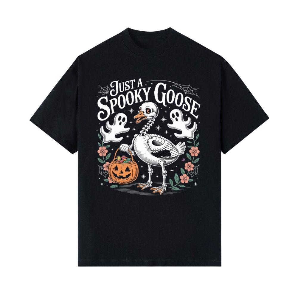 Just a Spooky Goose Funny Halloween Pumpkin Ghost Design T-Shirts