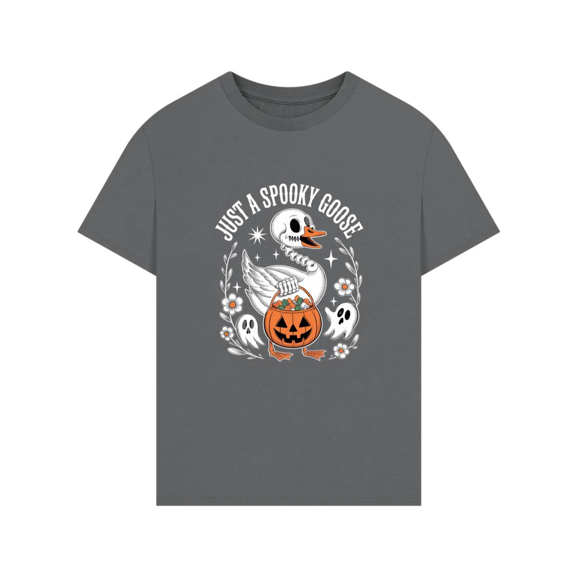 Just A Spooky Goose Halloween Pumpkin Design TShirt Rewinde