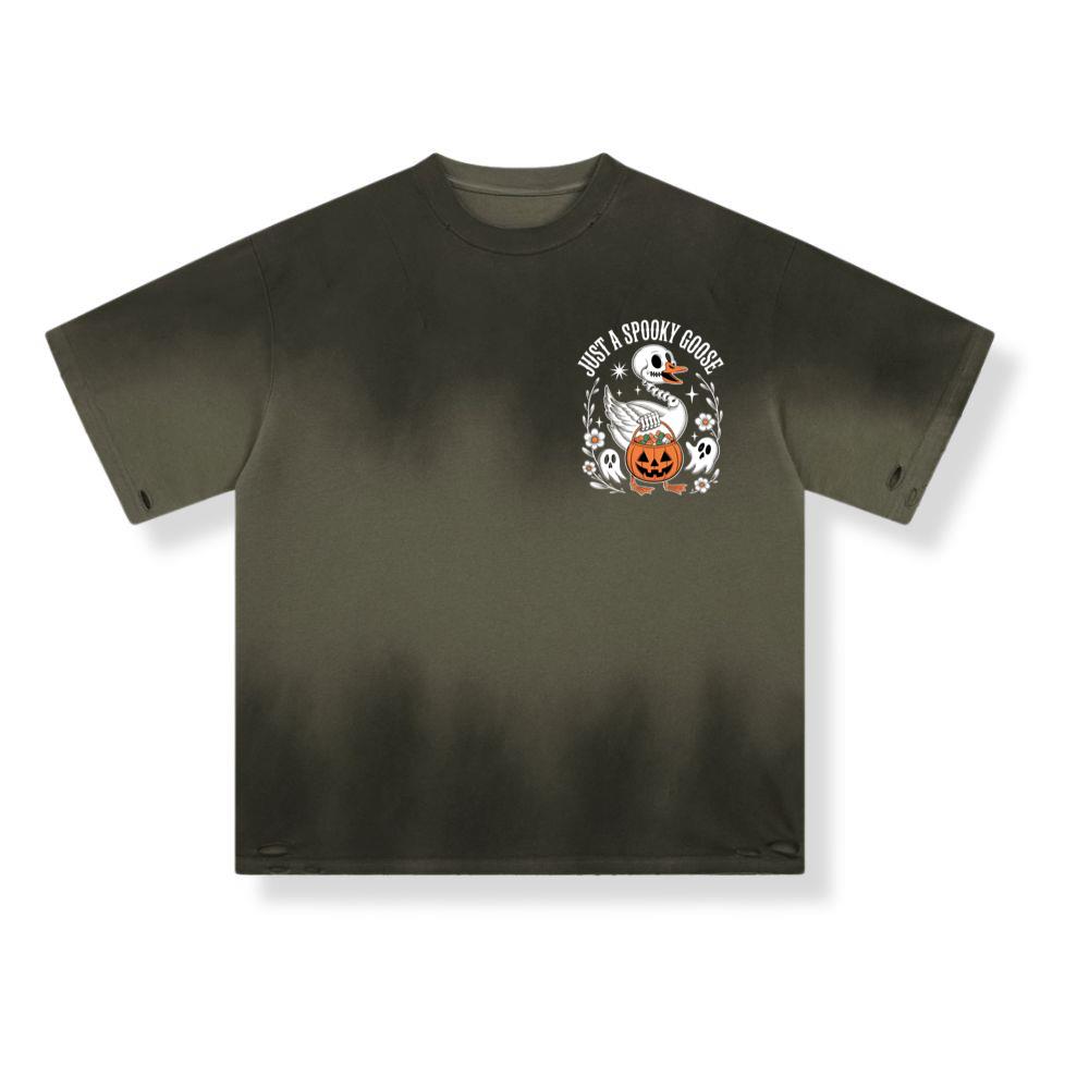 Just A Spooky Goose Halloween Pumpkin Design T-Shirts - Image 3