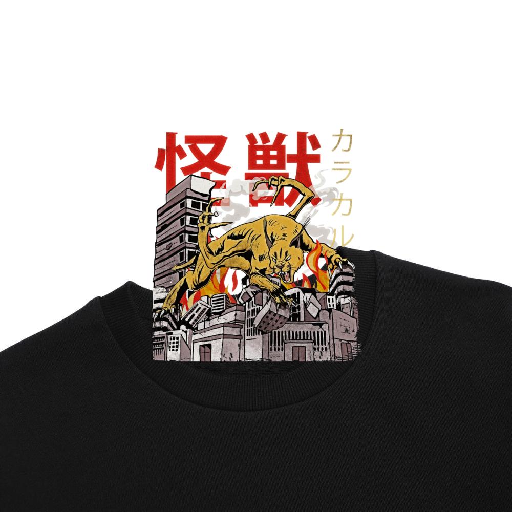 Kaiju Big Floppa Japanese Anime Monster Caracal Sweatshirt - Image 5