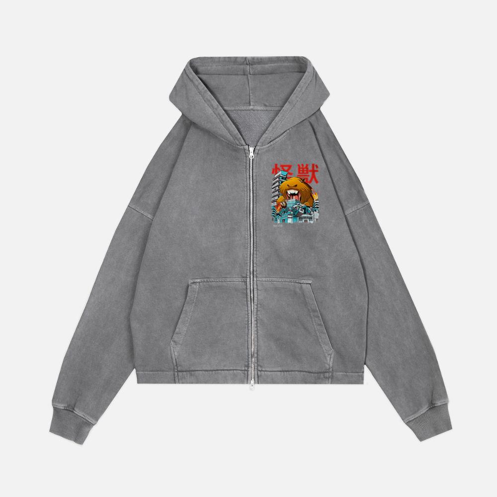 Kaiju Capybara Japanese Anime Monster Zip Hoodie Kelyee