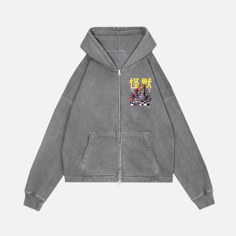 Kaiju Chess Queen Japanese Anime Monster Zip Hoodie Kelyee