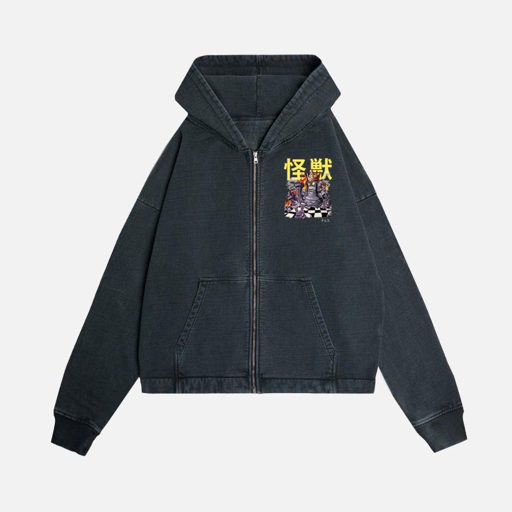 Kaiju Chess Queen Japanese Anime Monster Zip Hoodie Kelyee