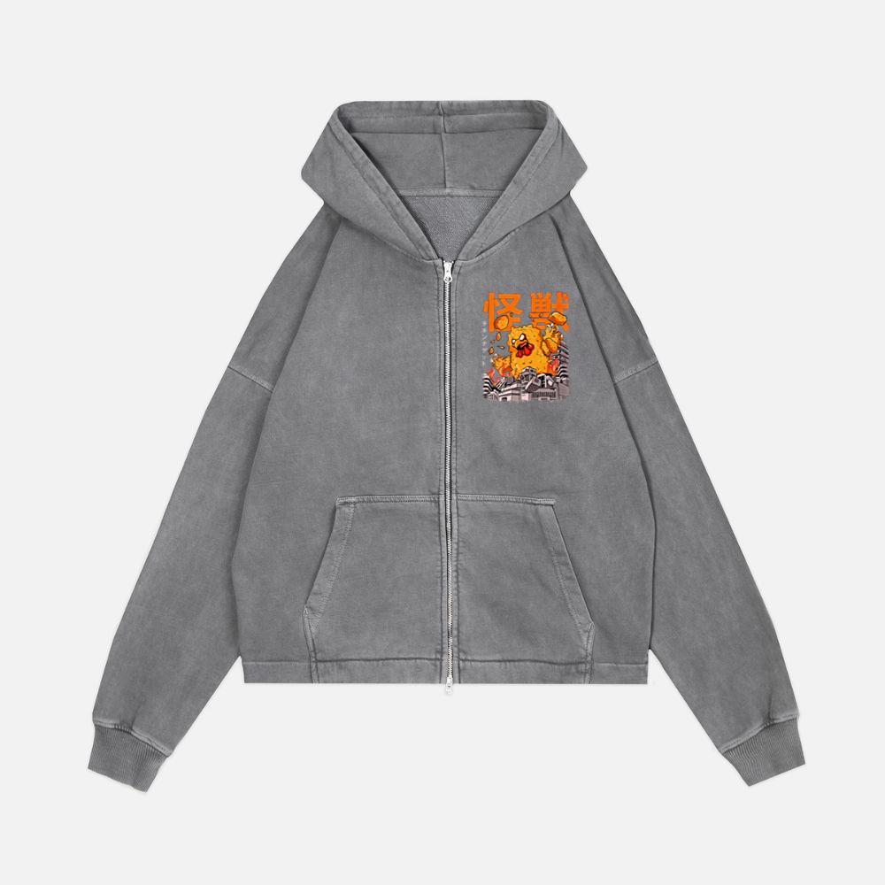 Kaiju Chicken Nugget Japanese Anime Monster Nug Zip Hoodie Kelyee