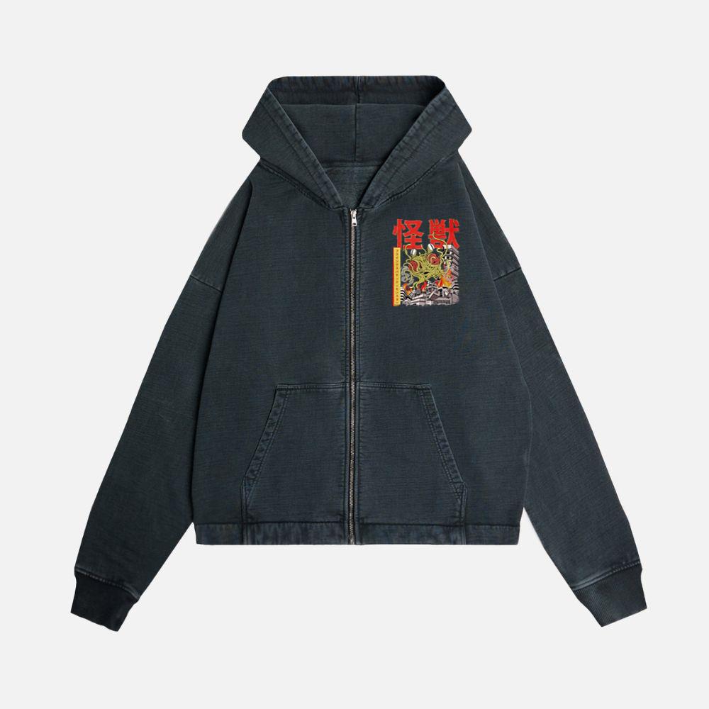 Kaiju Flying Spaghetti Monster Japanese Anime FSM Zip Hoodie Kelyee