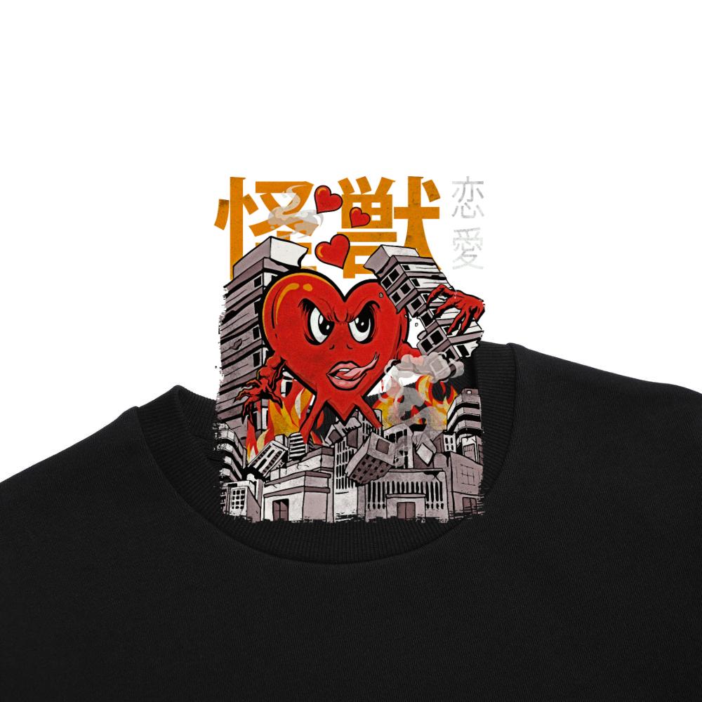 Kaiju Heart Japanese Anime Monster Valentines Day Sweatshirt - Image 5
