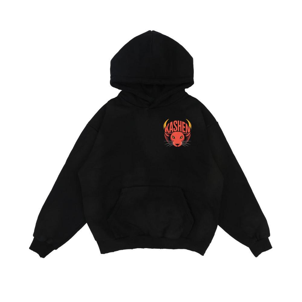 Kashen Cat Head Retro Graphic Design Hoodie