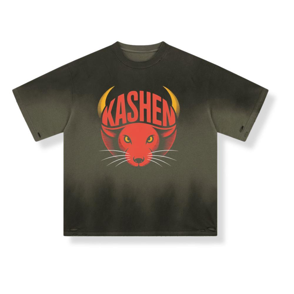 Kashen Cat Head Retro Graphic Design T-Shirt - Image 2